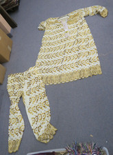 Handmade Gold Metal Thread  Silk Gold Brocade Fabric African Kaftan  Pants