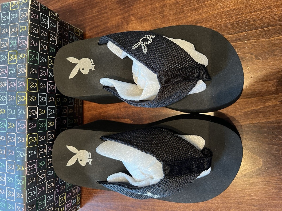 Y2K Playboy Bunny Platform Black Sandals BNIB Womens Sz 6 Rita 