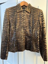 Women’s Town & Travel Black/brown Tiger Print Cocktail Dinner Jacket Usa Size 6