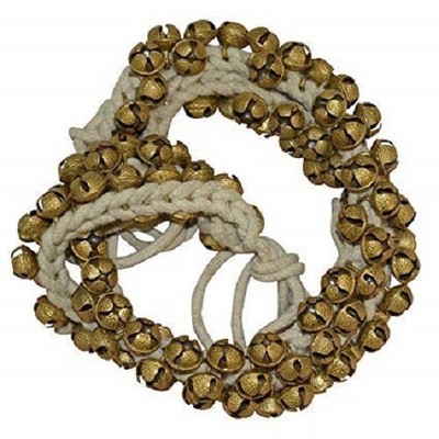 Brass Ghungroo White Cotton String Anklets Bells (2.0 cm, 100+100, Pair)
