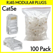 100PCS RJ45 Modular Plugs for Cat5e Ethernet Cable Connector Cat 5 8P8C End Plug