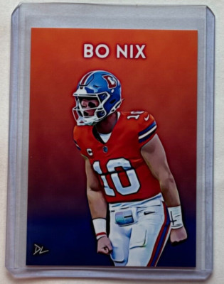 Bo Nix Limited Edition Artist Signed ''Denver Broncos'' Trading Card 5/10