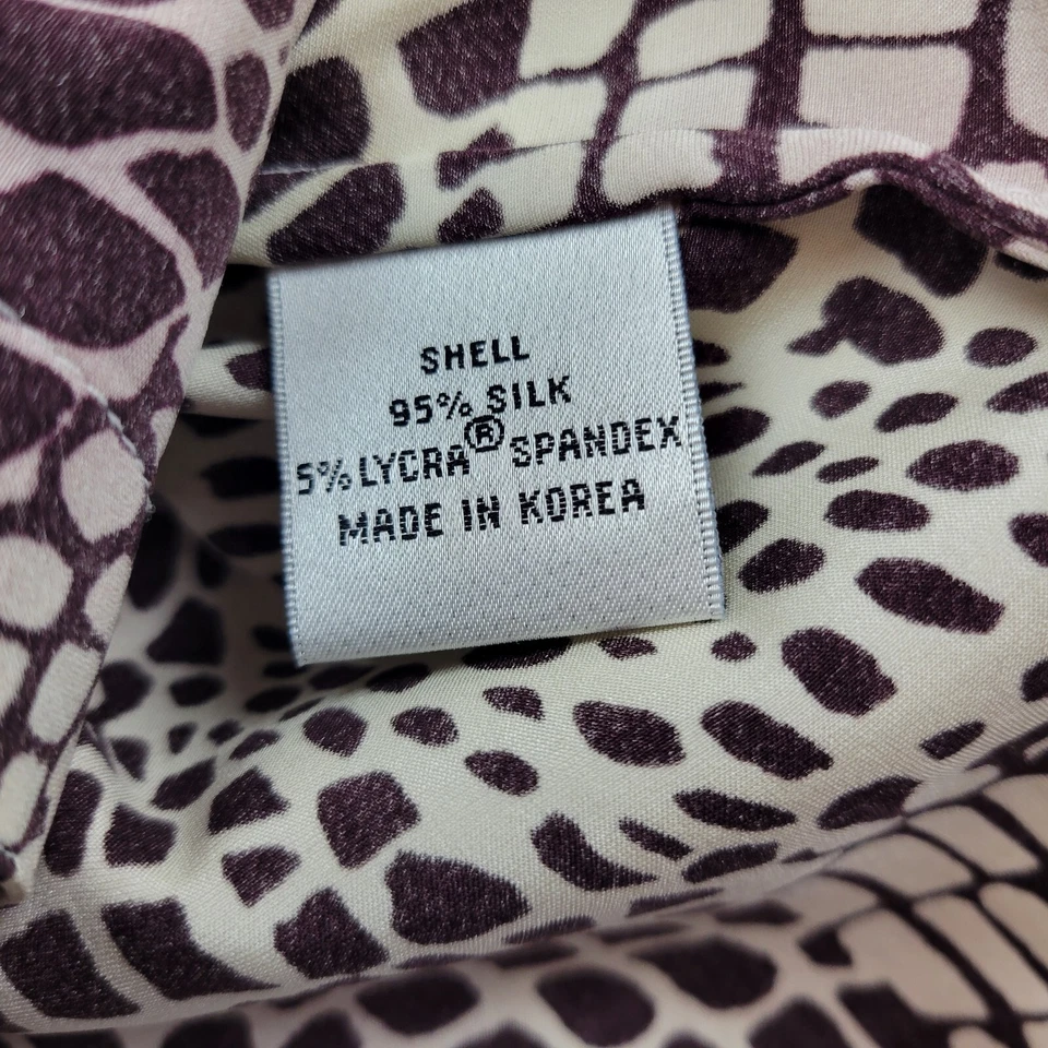 Vintage Talbots Womens Size 14 Silk Blouse Cheeta Giraffe Animal Print Career - Image 3 of 4