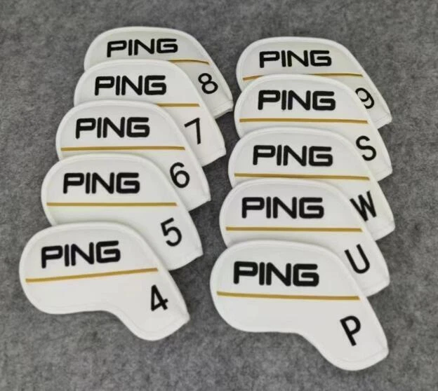 “10PCS” Golf Club Iron 4-9-PWUS Head Cover PING Classic Yellow-Line Magnetic New - Image 4 of 4