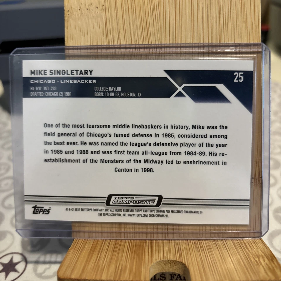 2023 Topps Composite Football Topps Chrome Purple Refractor Mike Singletary /275 - Image 2 of 2