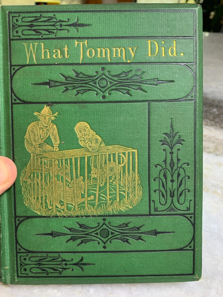 Antique Ornate Embossed Gilded Victorian Kids Kid's Book WHAT TOMMY DID 1876 - Image 2 of 4