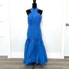Veronica Beard Blue Sleeveless Radley Taffeta Long Dress