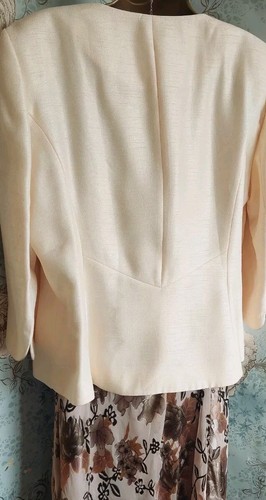 Jacques Vert Dress Jacket Beige Taupe Cream Floral Silk Evening Wedding 18 20 - Picture 23 of 23