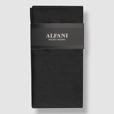 Alfani Men's Black Textured Basketweave Silk Blend Pocket Square 10x10in
