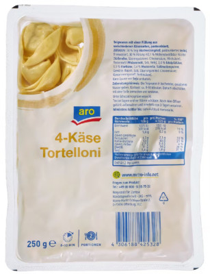 Aro Tortelloni Quattro Formaggi 4 Käse - Tortellini Nudeln Pasta - 250 Gramm