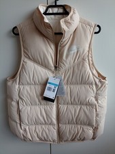 WOMENS NIKE REVERSIBLE DOWN FILL GILET VEST SIZE M CV8684 140 BEIGE / WHITE