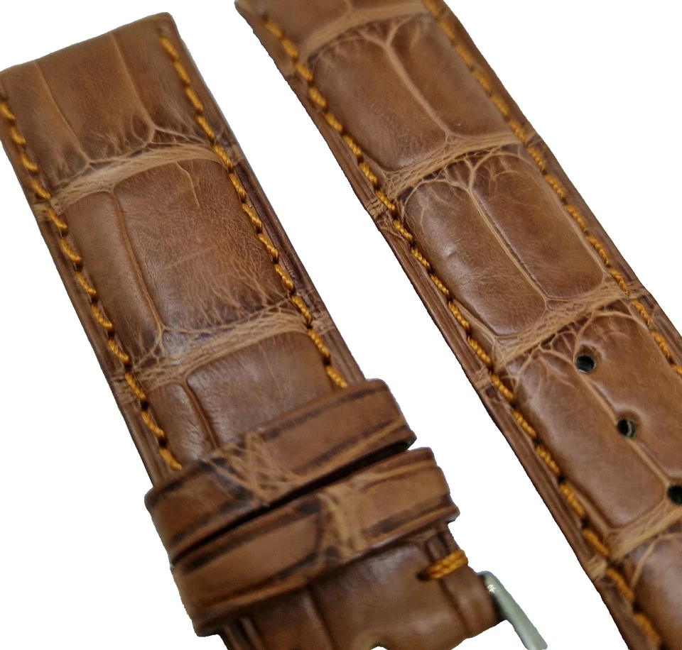 Cuervo y Sobrinos XS Uhrenarmband  echt Kroko kurz 20mm hell braun / 96 - Bild 3 von 4