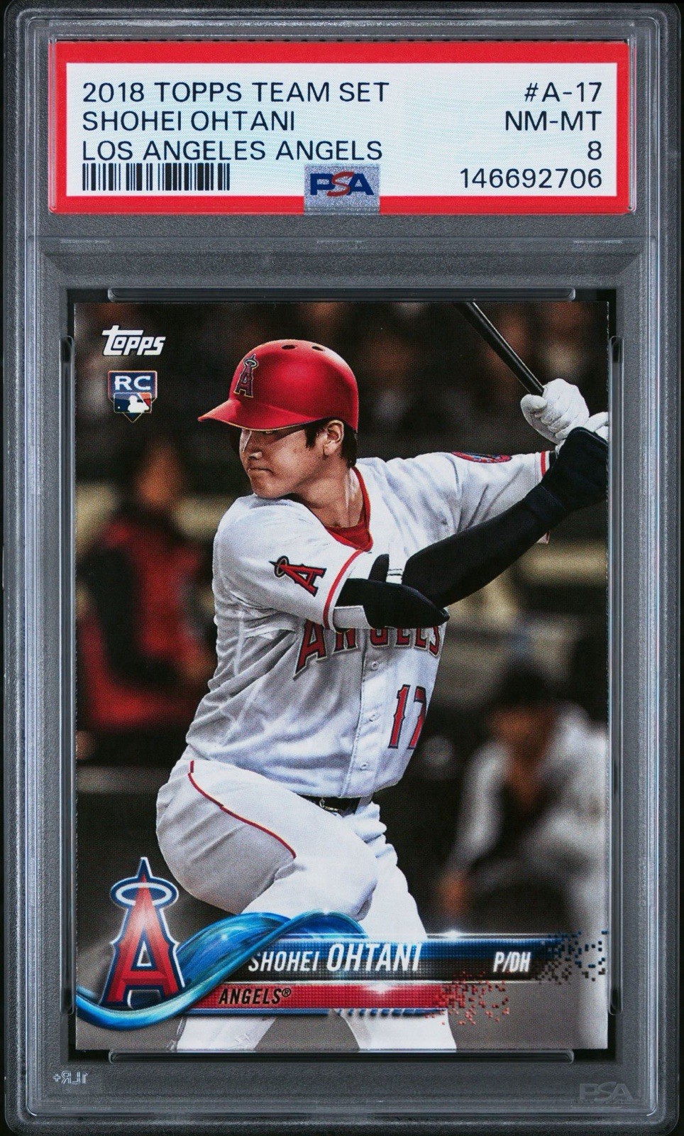 2018 Topps Team Sets - Los Angeles Angels Shohei Ohtani #A-17 (RC)- PSA 8