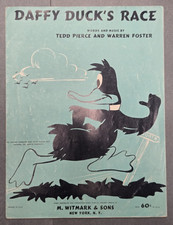 1955 Sheet Music Daffy Duck's Race Cartoon Official Warner Bros Piece