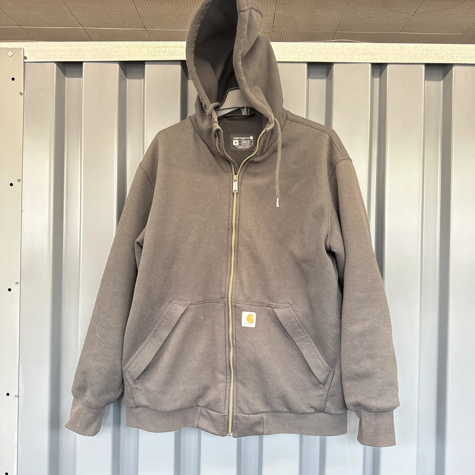 Carhartt Mens Rain Defender Men’s M Loose Lined Full Zip Hoodie Grey