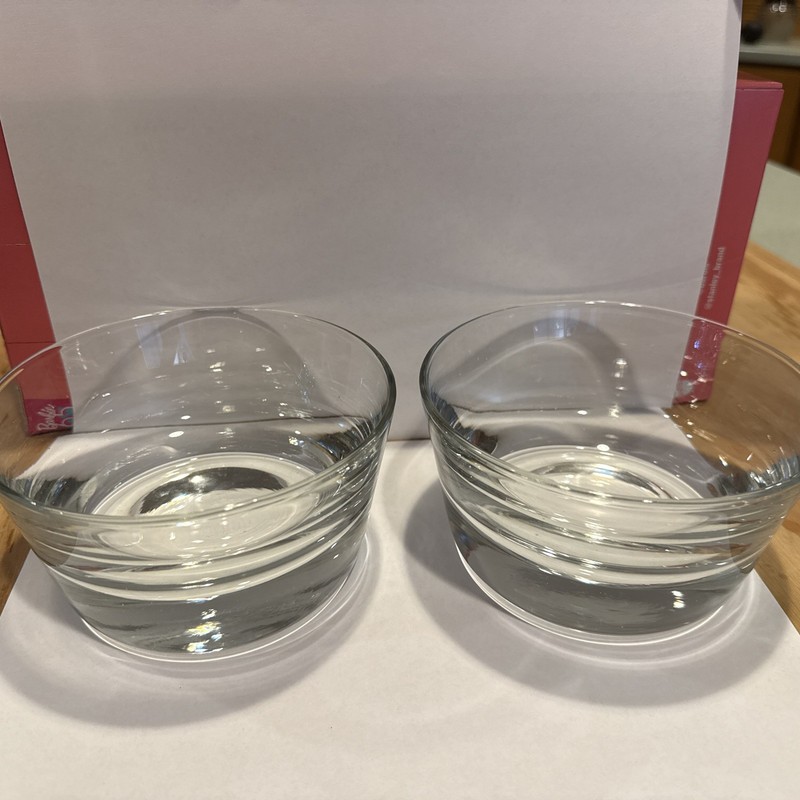 Krosno Poland Glass Heavy Thick Base Vintage Bowls - Set of 2