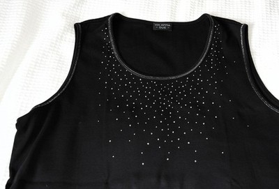 VIA APPIA DUE - Gr 48 - Glitzersteine- Top/TShirt ohne Arm - schwarz - Baumwolle