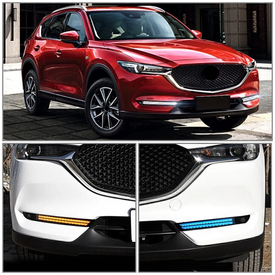 LED Daytime Running Lights Tri-Color Lamp DRL Blinker Fit Mazda CX-5 2017 -2020 - Image 2 of 4