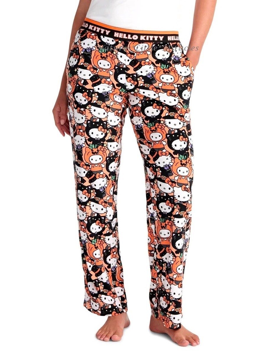 Womens Hello Kitty Halloween Pajama Pants Lounge Fleece size S M L