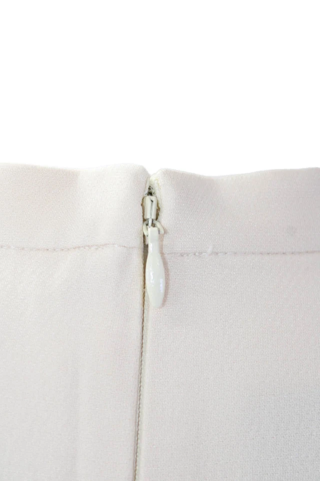 Vestido Vaina Valentino Mujer Cremallera Trasera Manga Corta Blanco Crema Lana Talla 8 Foto 4 de 4