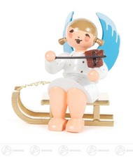 Angel with Violin Sitting on Sled Approx 5.5cm NEW Erzgebirge Christmas Figure