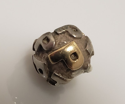 Pandora Sterling Silber 14k Bicolor Alphabet Buchstabe P Bead Charm 790298P