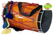Indian Wedding Musical Mango Wood Bhangra Dhol Musical Instrument with Case