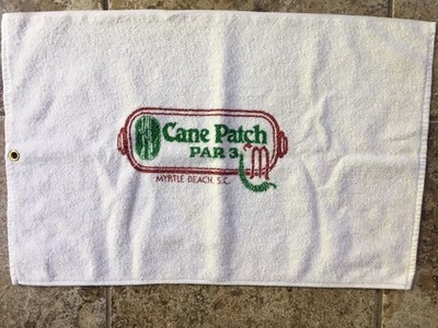 VINTAGE CANE PATCH PAR 3 GOLF TOWEL MYRTLE BEACH SOUTH CAROLINA USEC
