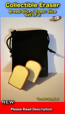 Brotscheibe / Toastscheibe 2er Set Neuheit Geschenk Miniatur Radiergummis mit Geschenktüte