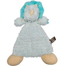 Demdaco Triceratops Dinosaur Plush Baby Flat Lovey Blanket Mint Green Blue