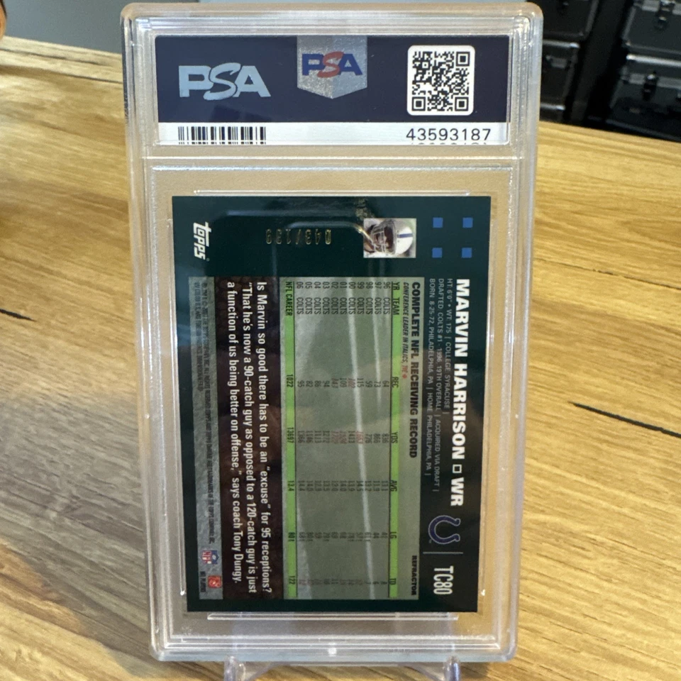 2007 Topps Chrome RED REFRACTOR #ED/139 Marvin Harrison PSA 10 GEM MINT HOF Colt - Image 2 of 2