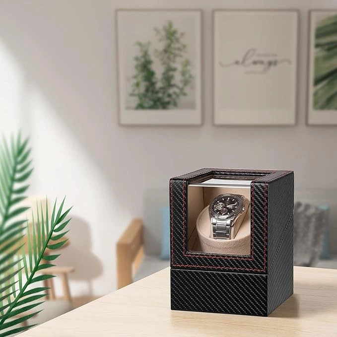 Automatic Rotation Single Watch Winder Box Leather Storage Display Case ...
