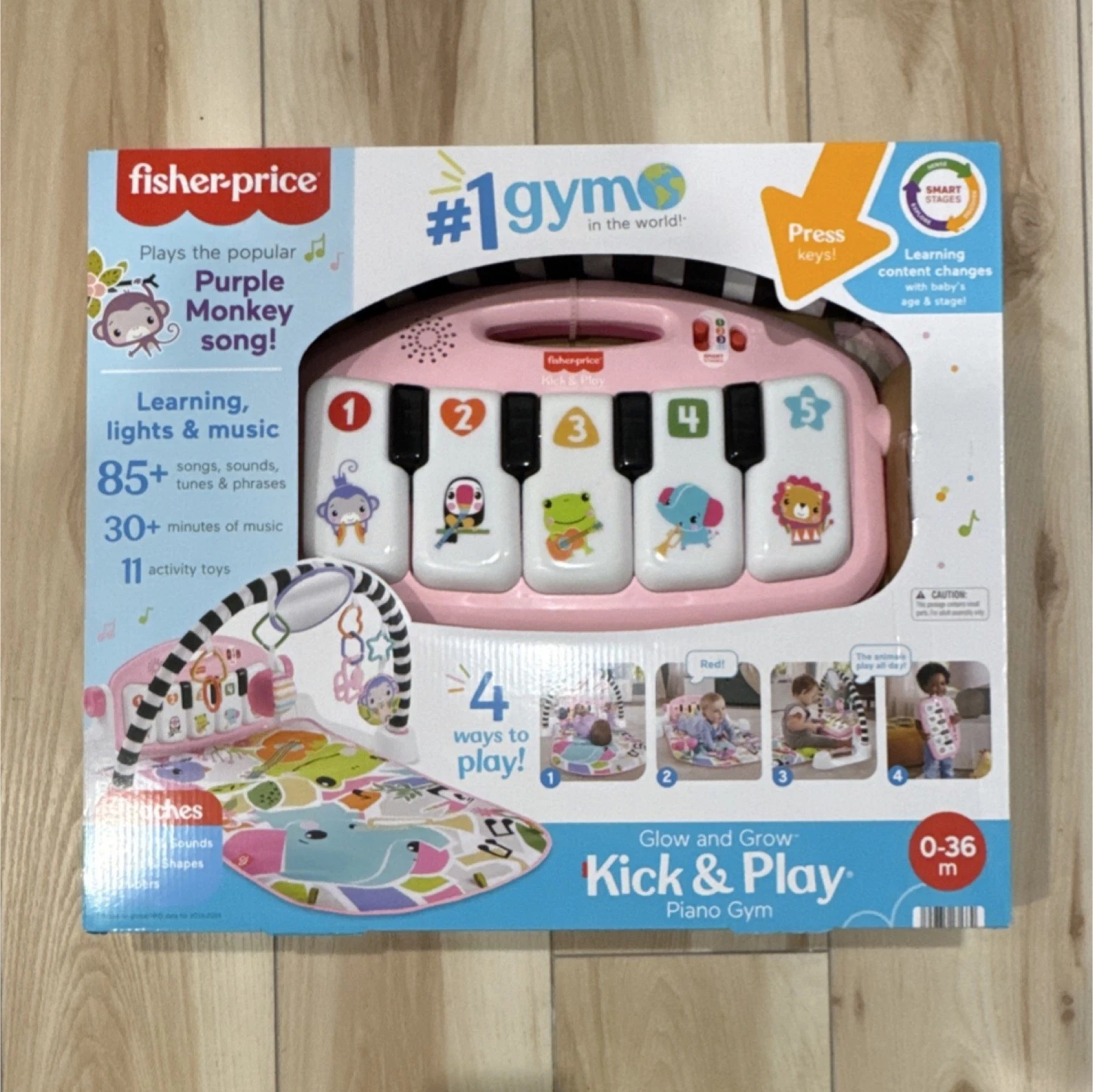 Fisher-Price Glow and Grow Kick & Play Piano Gym Playmat, Jungle Theme