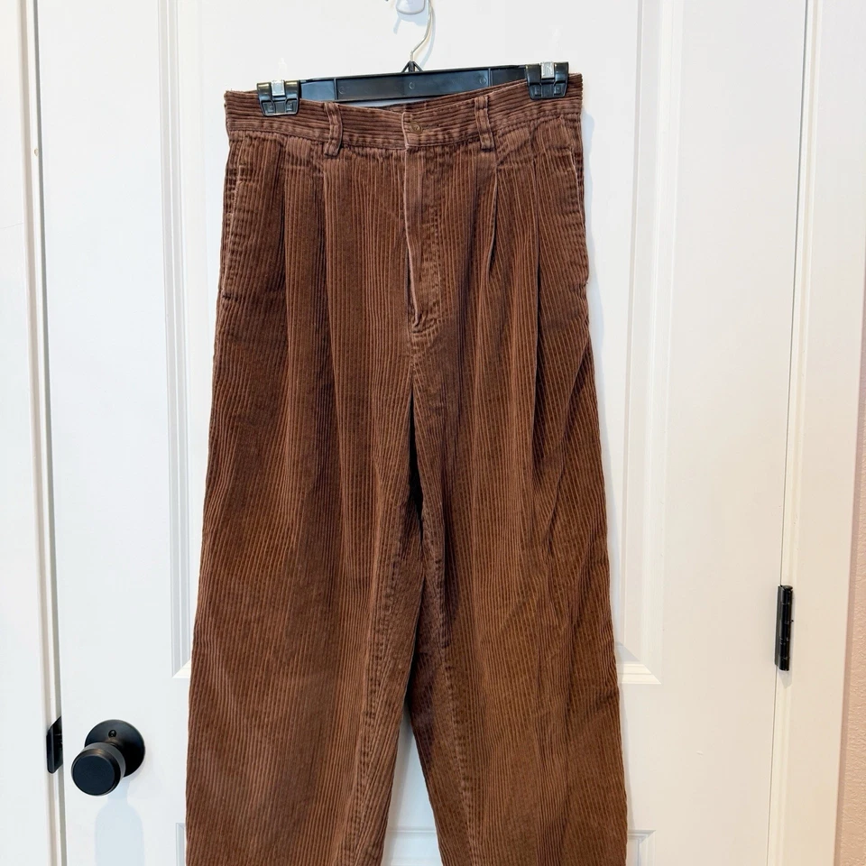 Pantalones anchos de pana de ballena vintage Eddie Bauer para mujer talla 12 plisados holgados clásicos años 90 Foto 2 de 4