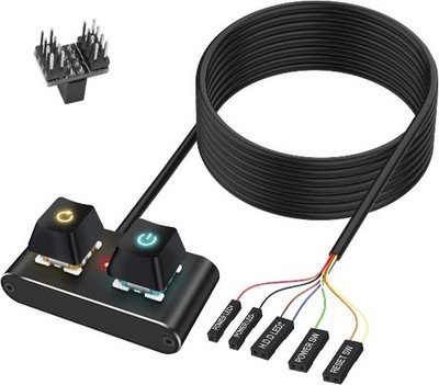 Desktop Computer External Power Switch RGB Light ON Off Reset Switch Extension