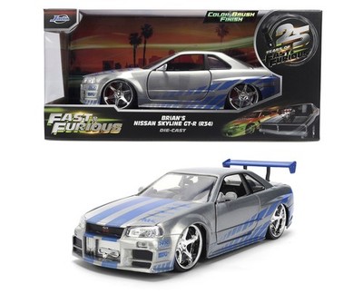 Jada Fast & Furious 1:24 Brians 2002 Nissan Skyline GT-R BNR34 in Brush Finished