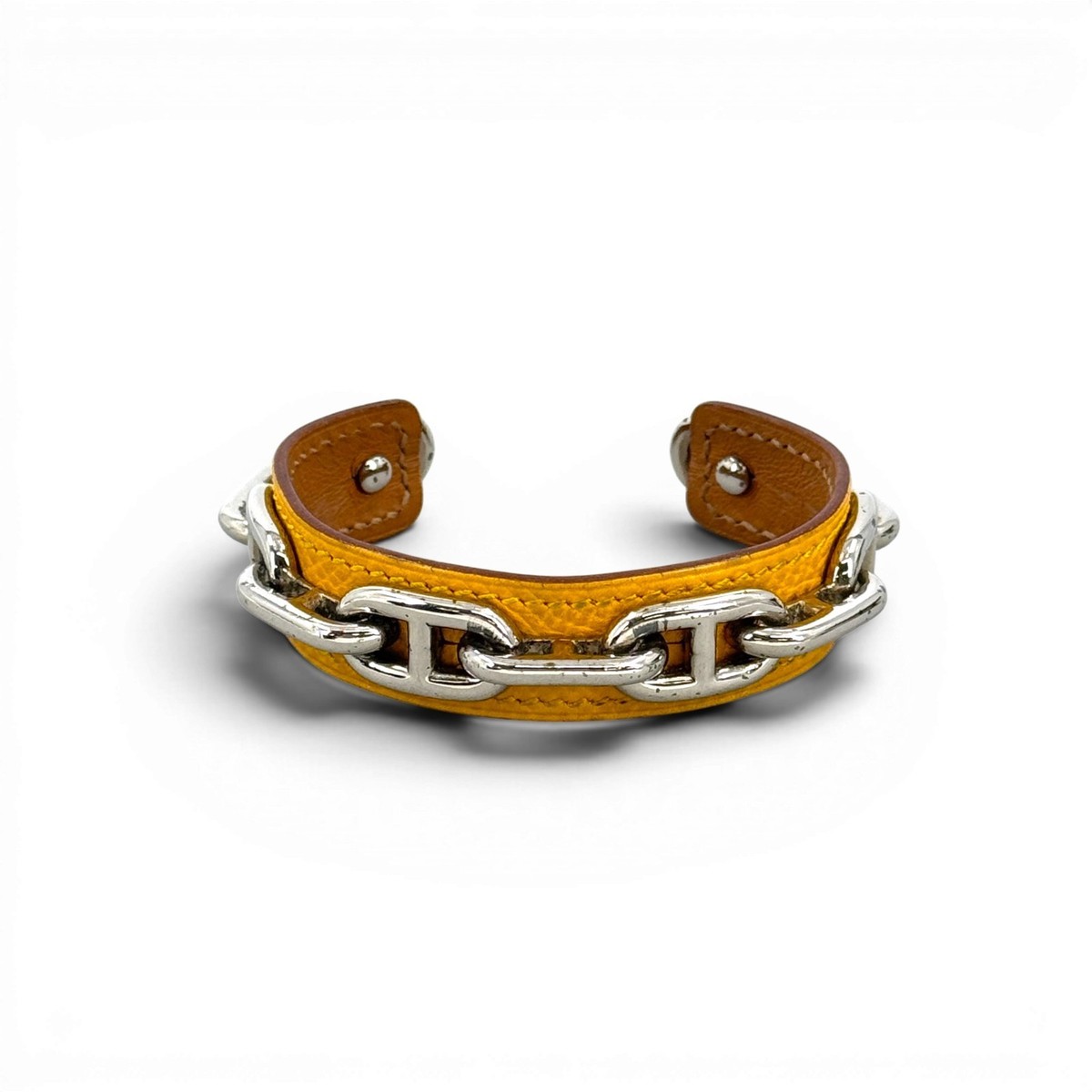 エルメスHERMESレザーリストバンド Auth HERMES Chaine D`Ancre Leather Bracelet Bangle KD051 | eBay