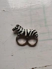 Two Finger Ring Zebra Enamel Vintage Forever 21 Costume Jewelry