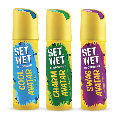 Set Wet Deodorant Spray Parfüm für Männer, 150 ml Cool, Charm and Swag...