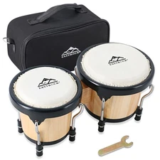 Bongo Drum 4” and 5” Set for Adults Kids Beginners Professionals Tunable Wood...