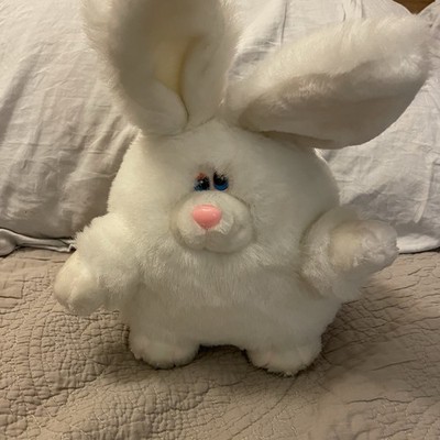 Vintage Plush White Bunny Rabbit 11'' Stuffed Chubby Fat Pink Nose Eyes Germany