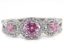 2CT Treated Pink Sapphire Topaz 925 Solid Sterling Silver Ring Sz 7 MB5-8