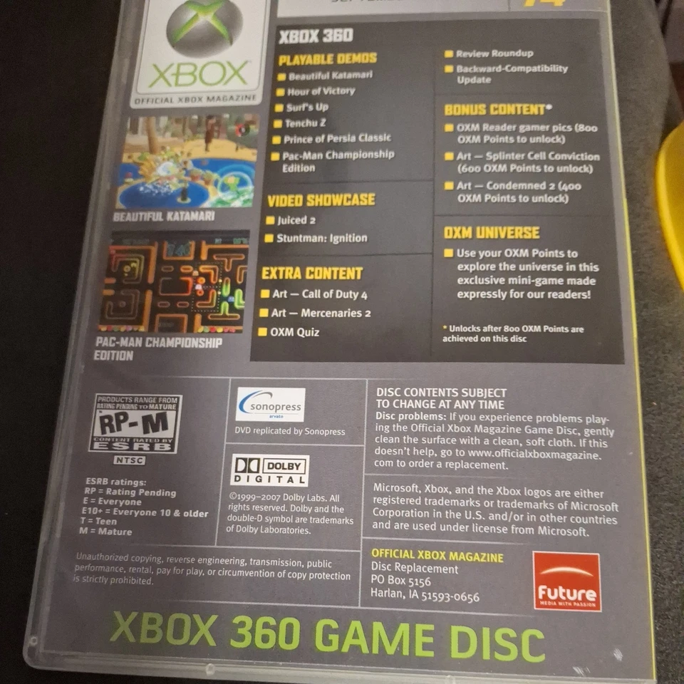 Hermosa revista de discos de demostración Katamari #74 (Xbox 360) septiembre 2007 - (CIB) Foto 2 de 3