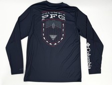 Columbia PFG Shirt Mens Small Navy Blue Omni-Shade Long Sleeve Fishing Outdoor