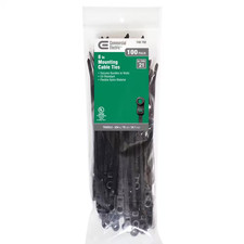 8In Mountable 75Lb Tensile Strength UL 21 Rated Cable Zip Ties 100 Pack UV Blac