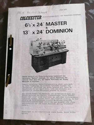 Handbuch mit Ersatzteilk. Colchester Hochleistung- Leit-und Zugspindel-Drehbank - Bild 1 von 4