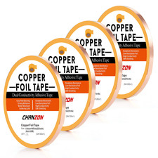 4 Pack Copper Foil Tape 6mm 1/4 inch x 66ft Double Sided Conductive Adhesive for