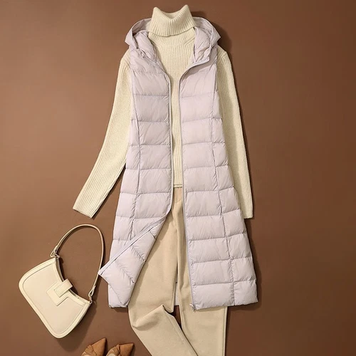 Winter Women Down Vest Jacket Sleeveless Hooded New Coat Long Waistcoat Gilet - Picture 3 of 21