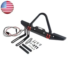 FLYXM Aluminium Front Bumper w/LED Light For   TRX4 T4 SCX10 1/10 RC Crawler Car