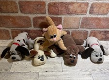Lot Of 5 Vintage Pound Puppies 8" Stuffed Dogs And Cat 1980's Tonka